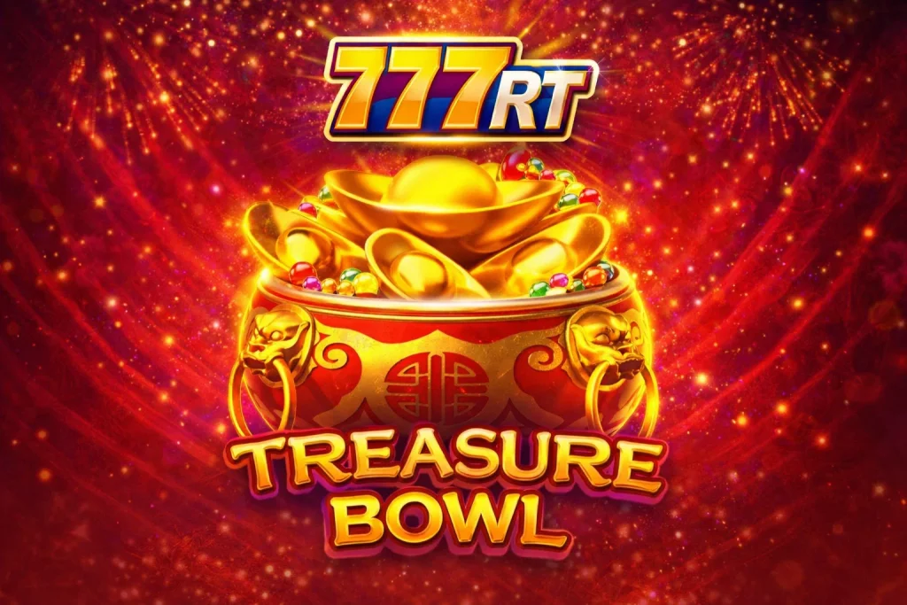 Permainan Treasure Bowl di 777RT dengan tampilan mangkuk emas dan suasana tradisional yang hangat